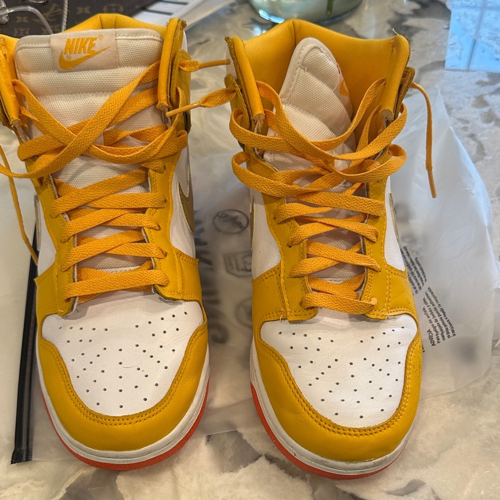 Nike High-Top Sneakers in Yellow and White size 11.5